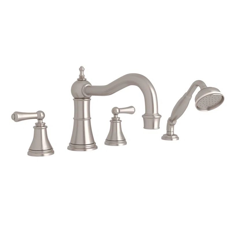 Polished Nickel Brass Traditional Widespread Deck Mounted Faucet