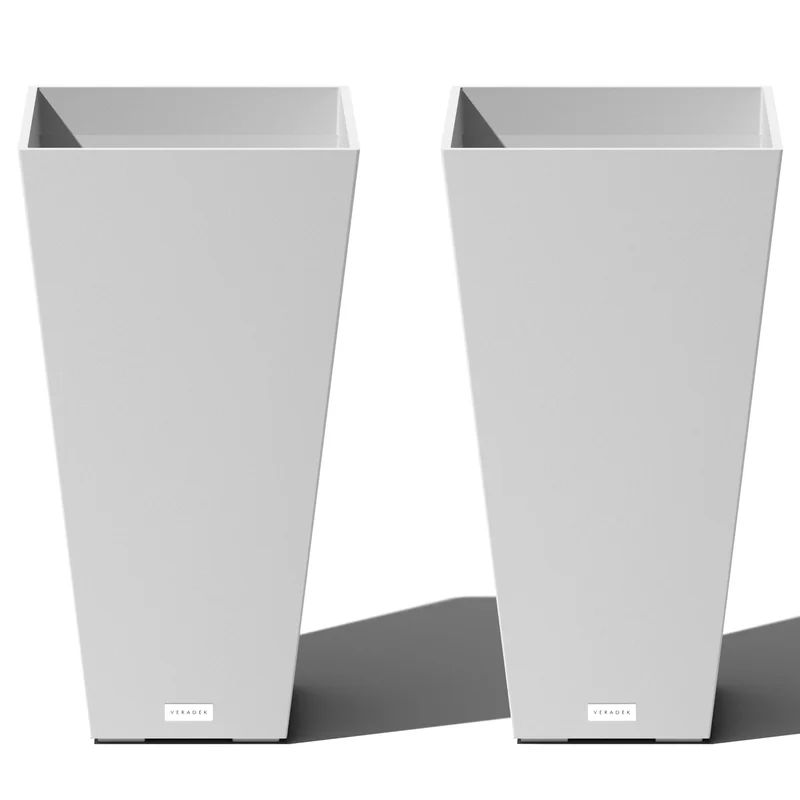 White 30" Recycled Plastic Tall Planter for Indoor/Outdoor
