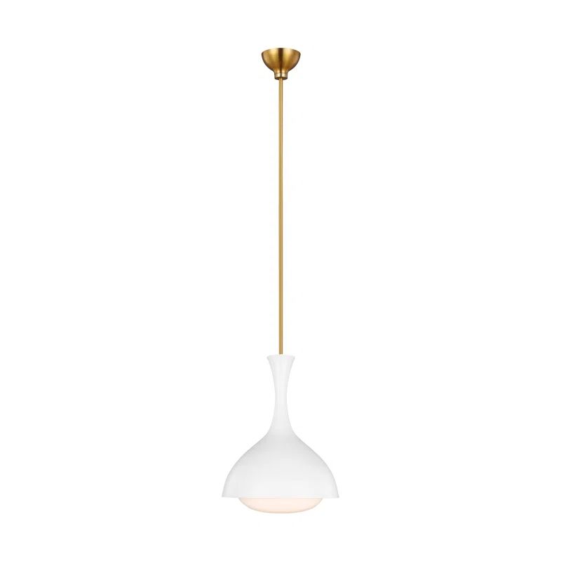 Lucerne Matte White and Burnished Brass Globe Pendant Light