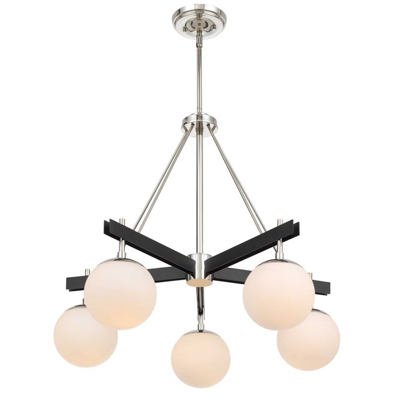 Allie Heritage Modern 24.5" Black & Polished Nickel Sputnik Chandelier