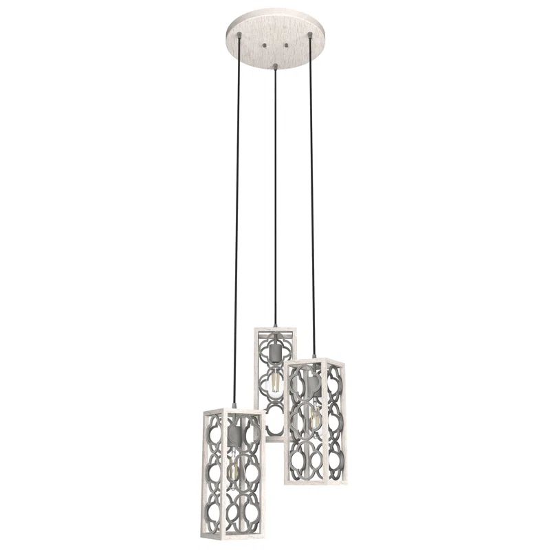 Gablecrest 15.75'' Distressed White 3-Light Cluster Pendant