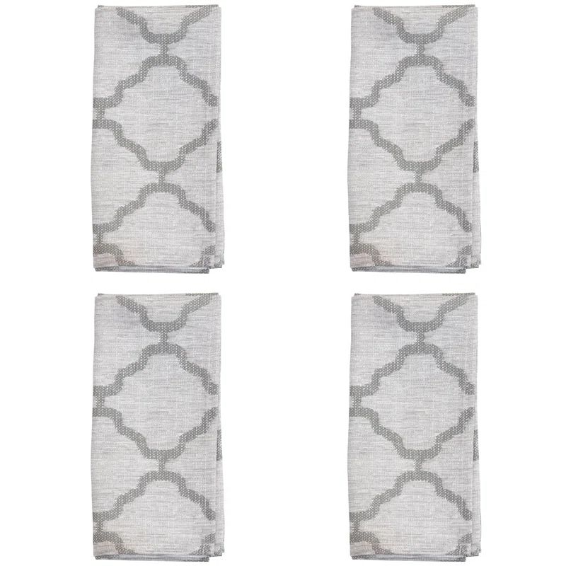 Gray Polyester Moroccan Design Dinner Napkins Set of 4