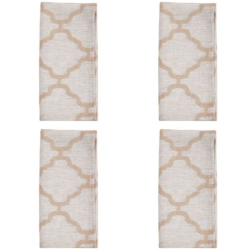 Taupe Polyester Geometric Square Napkin Set of 4