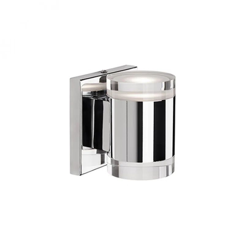 Norfolk Chrome Cylinder LED Wall Sconce with Crystal Accents