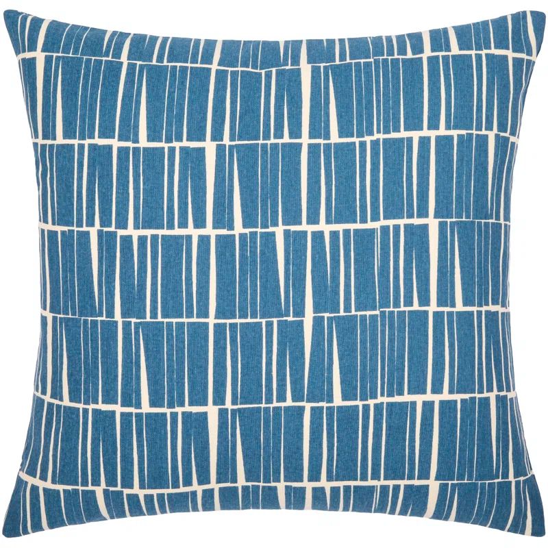 Dark Blue and Beige Striped Cotton Lumbar Pillow Set