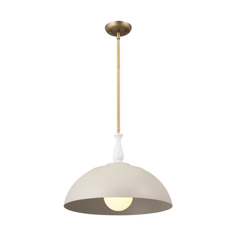Fira Greige Steel Bowl Pendant with Vintage Spindle Design
