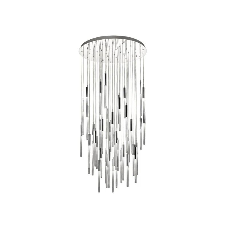 Boa 51-Light Polished Nickel Cluster Pendant with Hobnail Glass