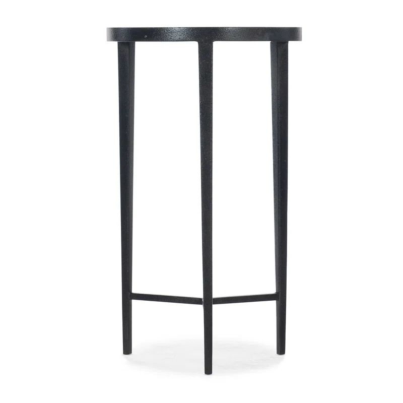 Transitional Black Stone Top 14" Round Metal End Table