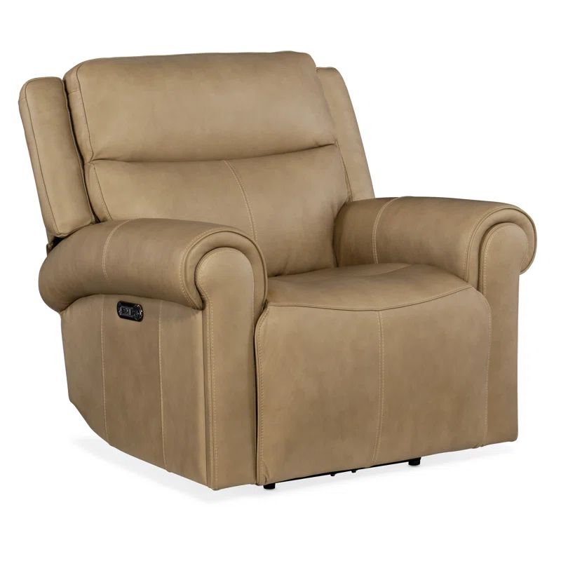 Caruso Sand Genuine Leather Power Recliner