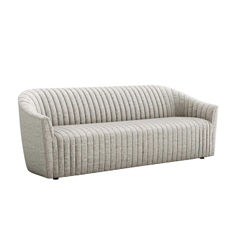 Storm Grey Tufted Sofa with Flared Arms and Wood Frame