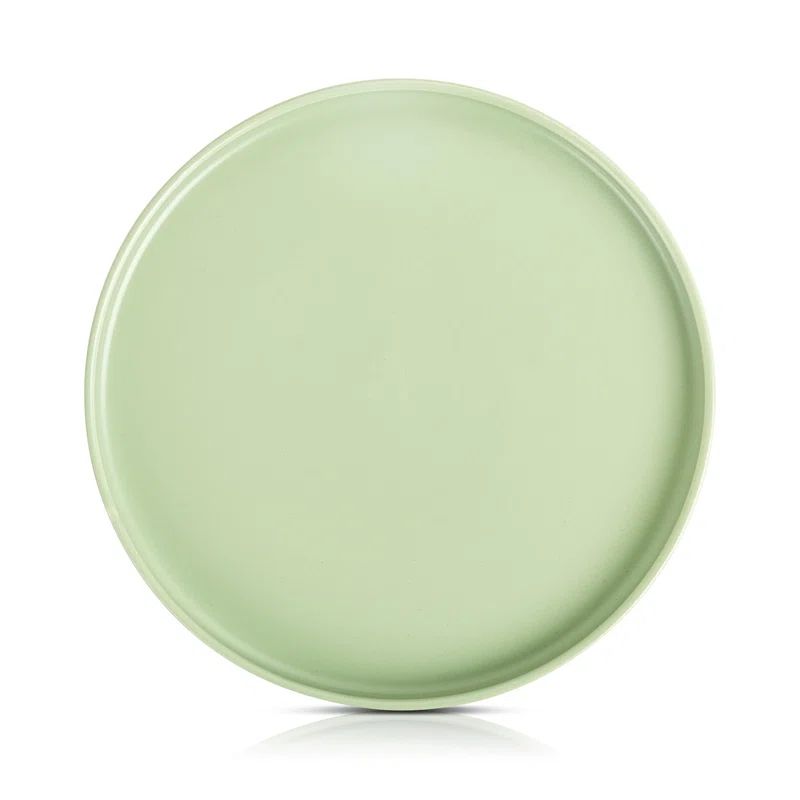 Lime Green Porcelain Minimalist Dinner Plate Set, 6-Piece