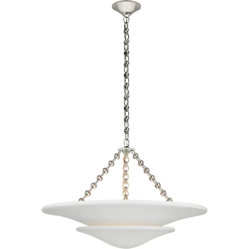 Mollino Polished Nickel Medium Tiered 3-Light Chandelier