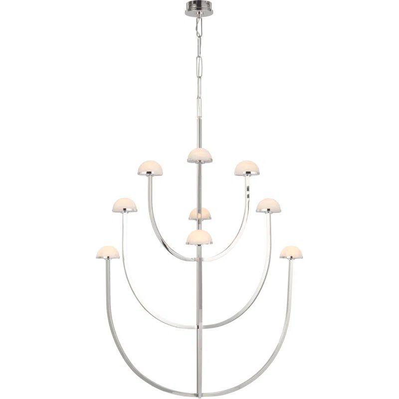 Pedra Polished Nickel 52" LED Chandelier with Alabaster Accents