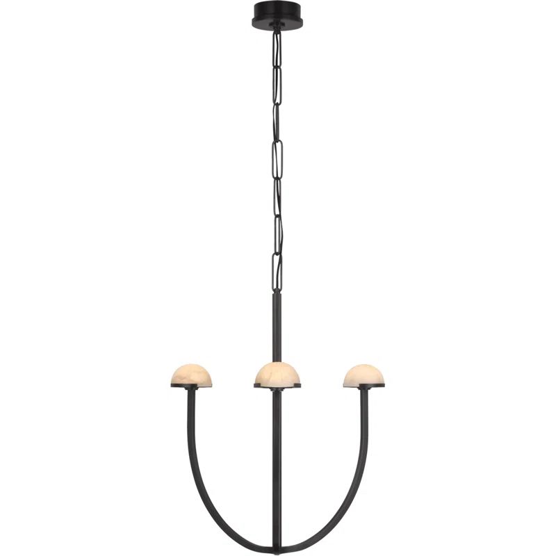 Pedra Medium Curved Bronze Chandelier with Alabaster Stone Accents