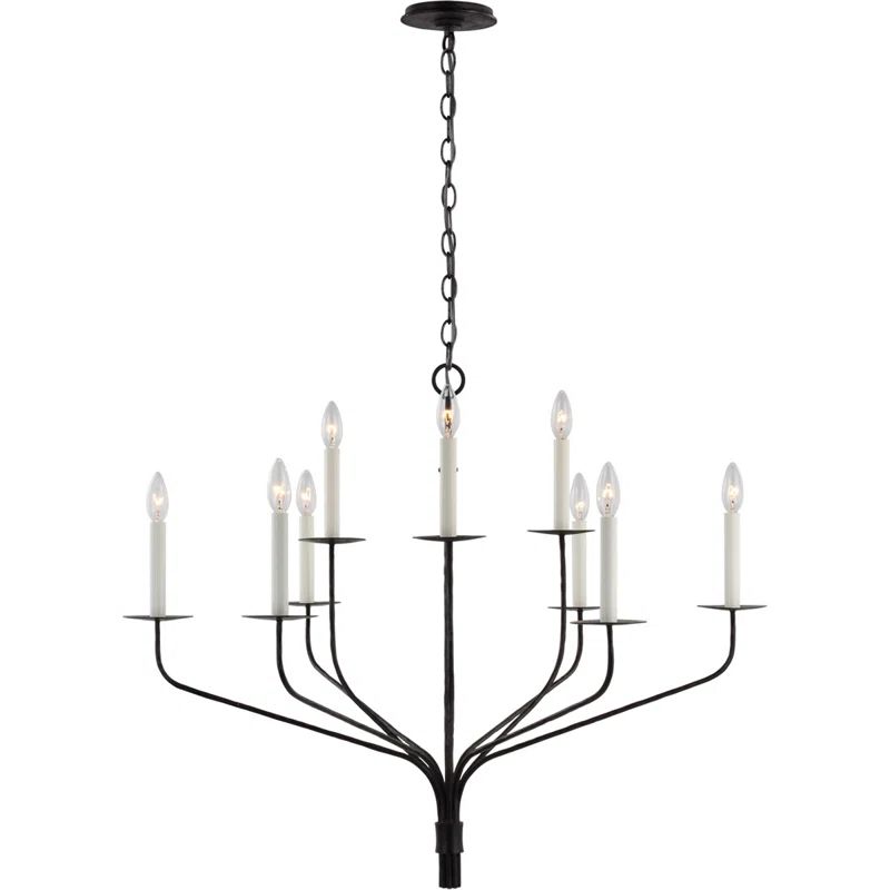 Aged Iron 2-Tier Crystal Candle Chandelier, 29.5" Height