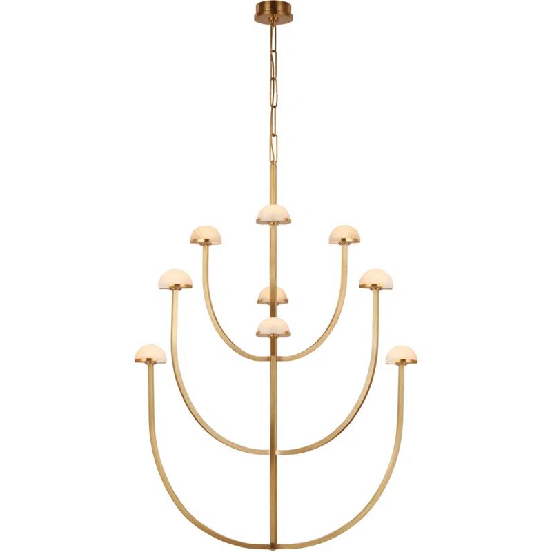 Antique Brass and Alabaster 9-Light LED Chandelier