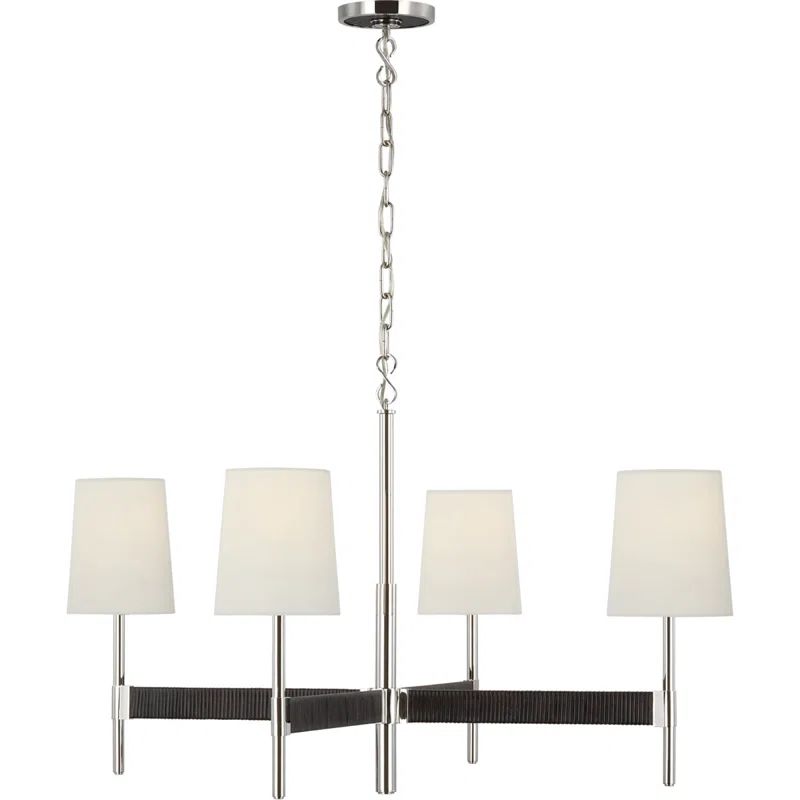 Elle Polished Nickel & Crystal 4-Light Mid-Century Chandelier