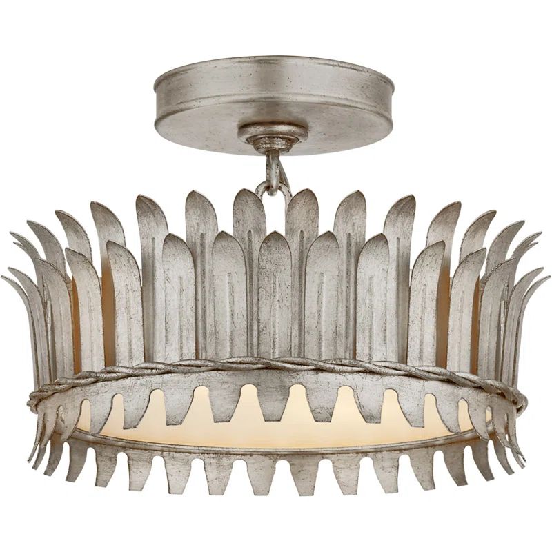 Burnished Silver Leaf 12-Inch Drum Semi-Flush Mount Light