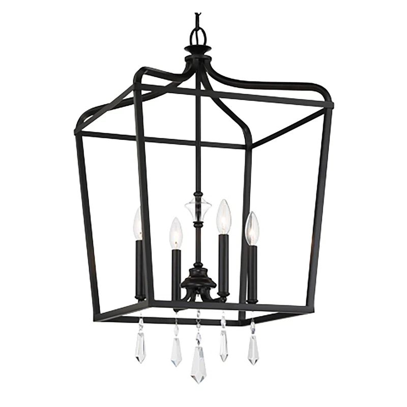 Laurel Estate Coal Finish 4-Light Clear Glass Lantern Chandelier