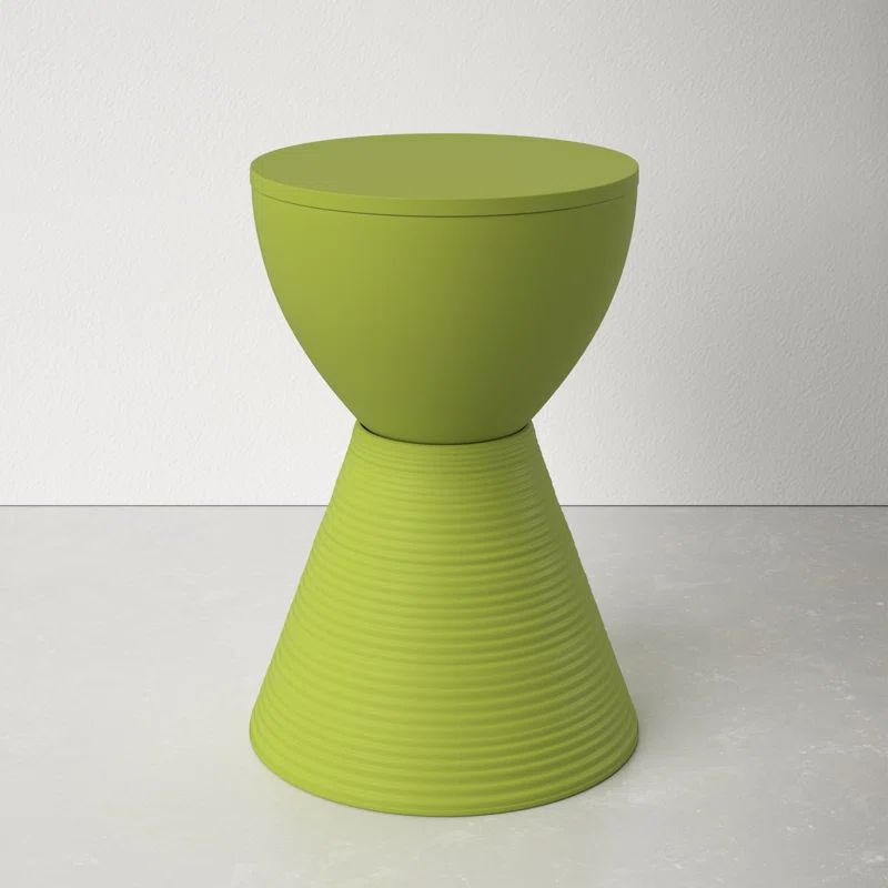Green Ribbed Round Acrylic End Table
