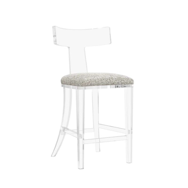 Tristan 26'' Clear Acrylic Counter Stool with Breeze Upholstery