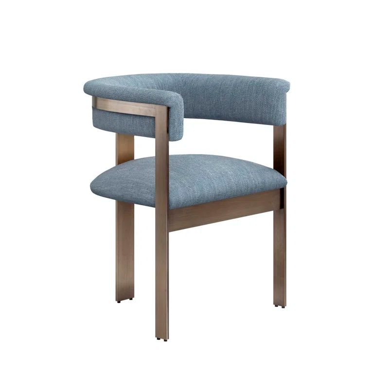 Surf Blue Coastal-Inspired Upholstered Chair with Antique Bronze Frame