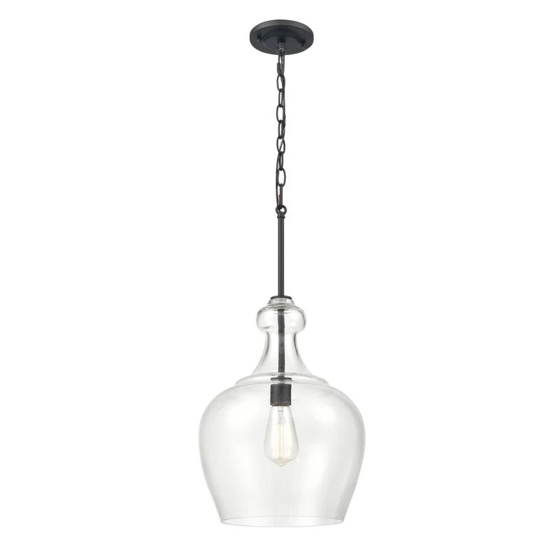 Matte Black Glass Jar Pendant Light with LED