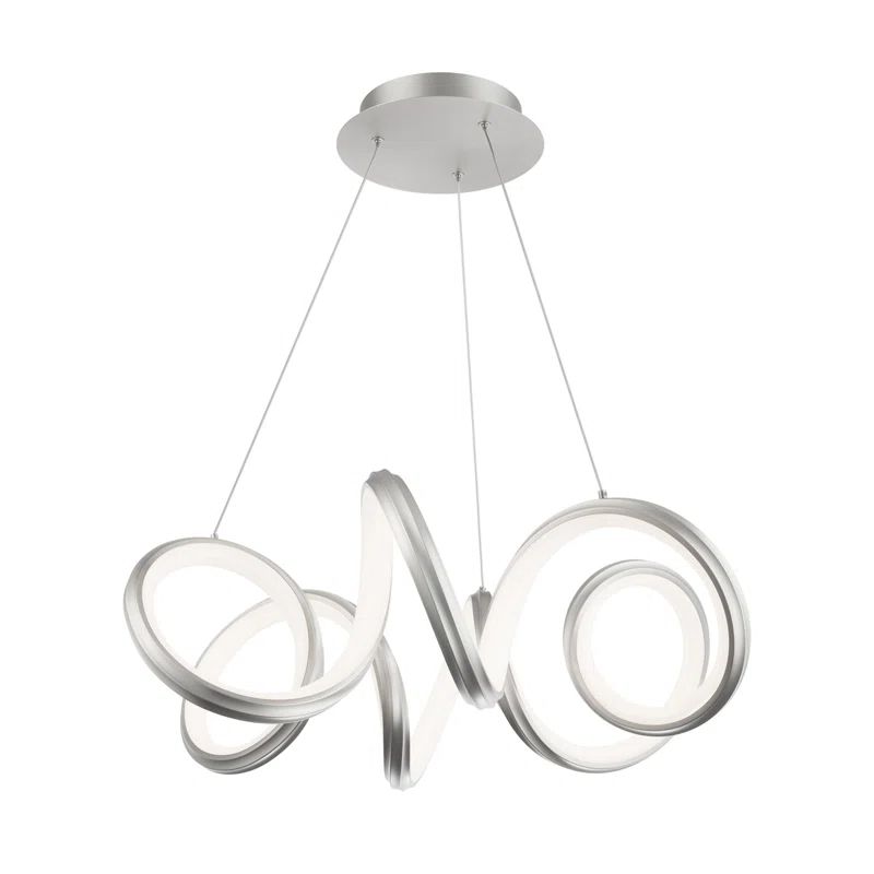 Mamba Brushed Nickel LED Pendant with White Opaque Shade