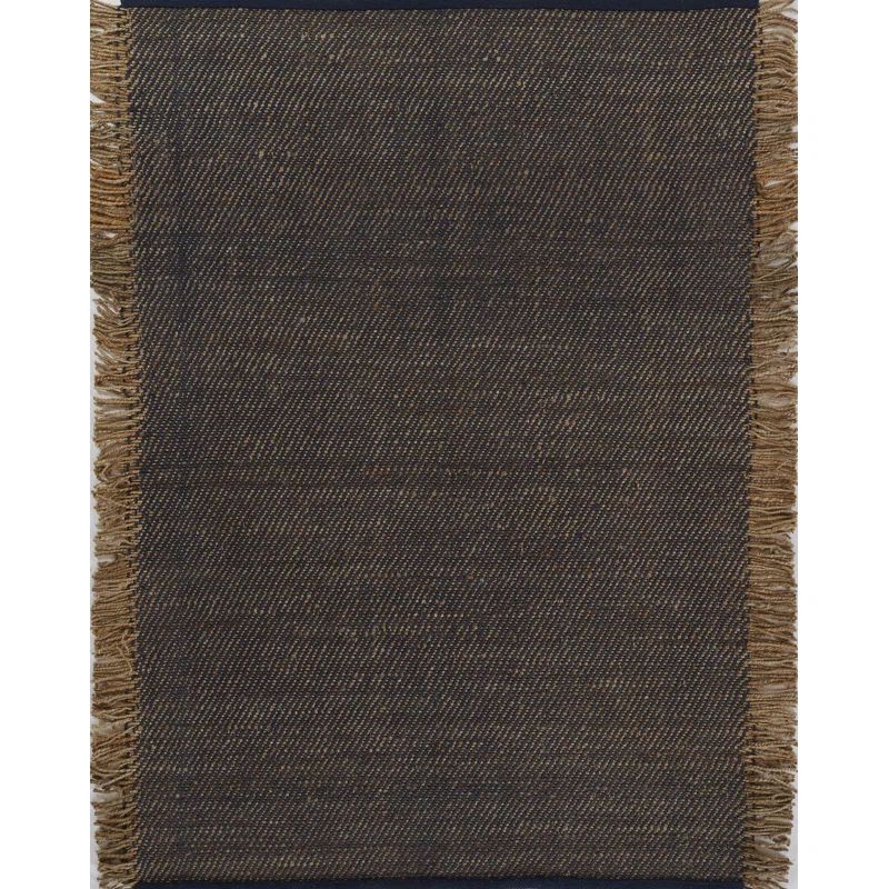 Blue and Beige 10' x 14' Handmade Jute Cotton Rug