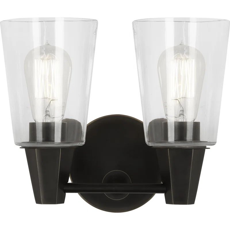 Wheatley Deep Patina Bronze Dimmable Sconce with Clear Shade