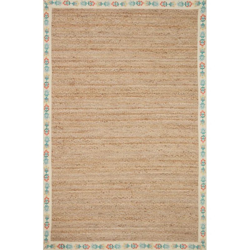 Handmade Blue Floral Viscose Braided Square Rug 1'6" x 1'6"