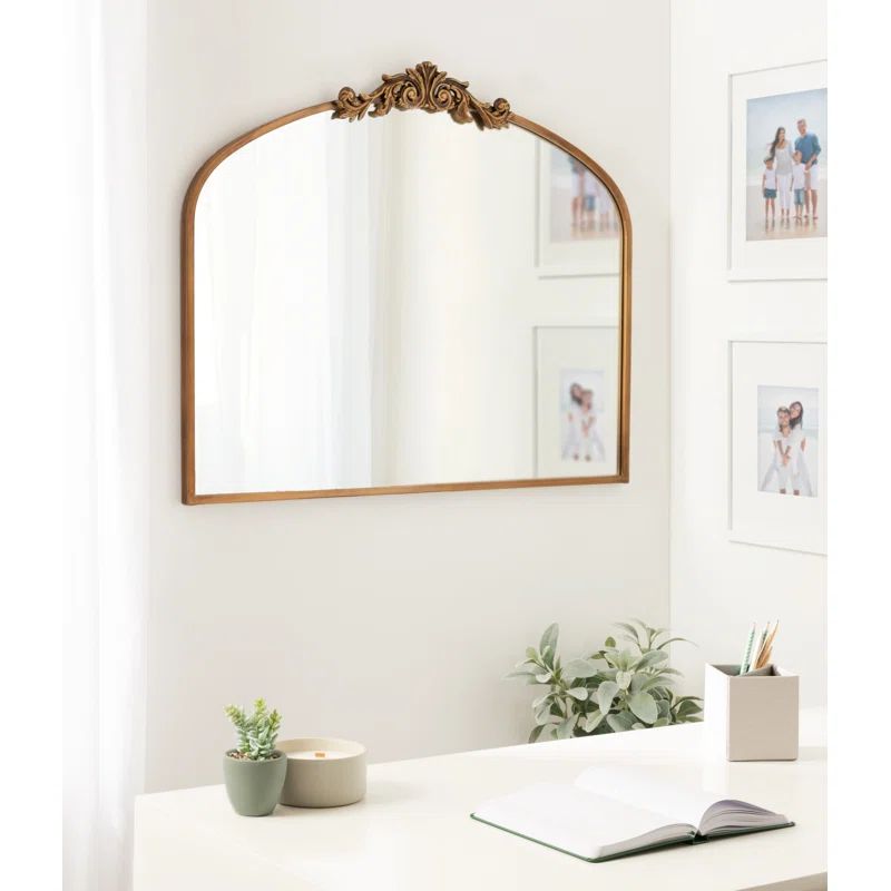 Gold Ornate Rectangular Bathroom Wall Mirror