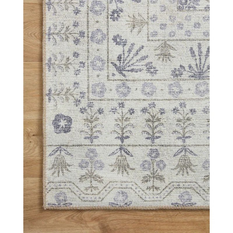Rosette Ivory Synthetic 7'6" x 9'6" Machine-Woven Area Rug