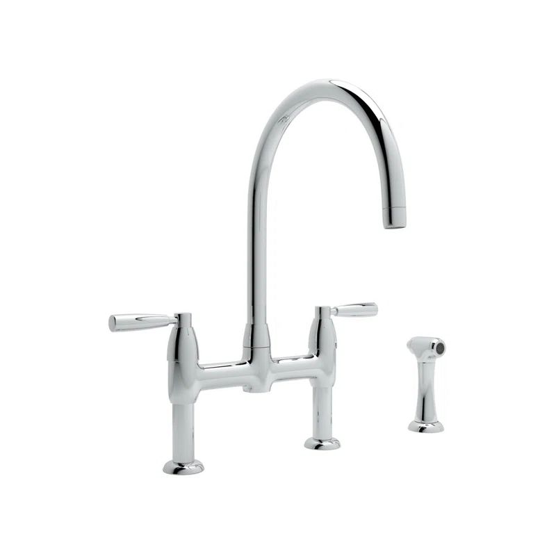 Polished Nickel Dual Handle Kitchen Faucet with Sidespray