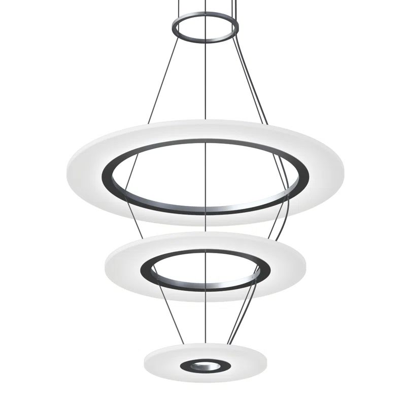 Arctic Halo Bright Satin Aluminum LED Tiered Chandelier