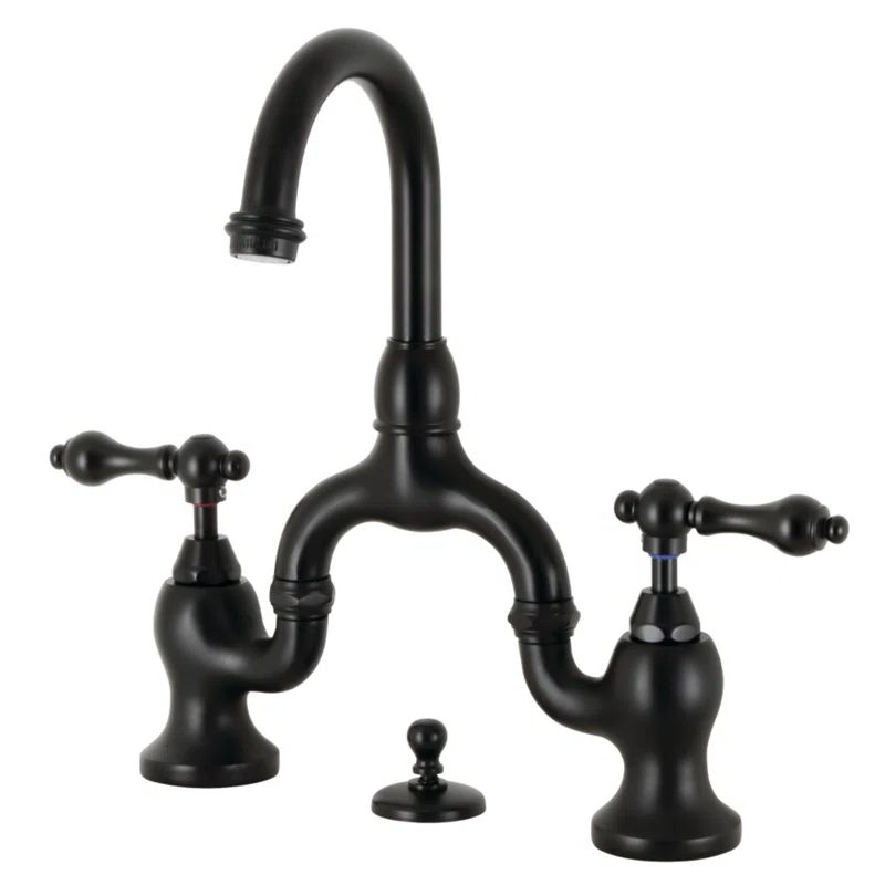 Victorian Elegance 13.5" Brass Widespread Bathroom Faucet with Drain