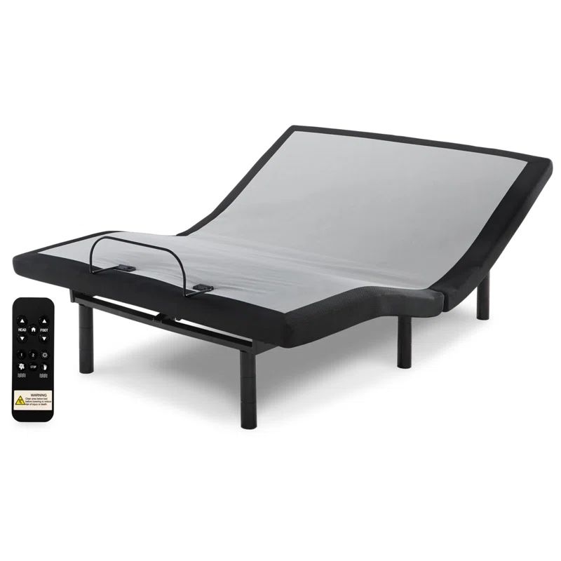 Contemporary Black Twin XL Metal Adjustable Bed with Zoned Massage