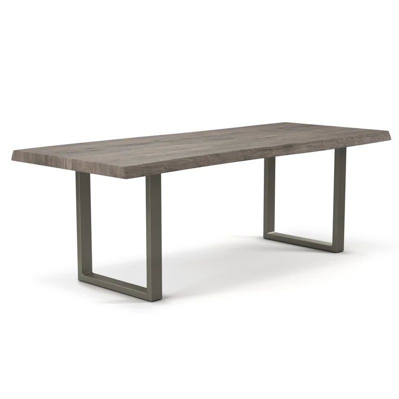 Sandblasted Grey Acacia Wood & Pewter Aluminum Rectangular Dining Table