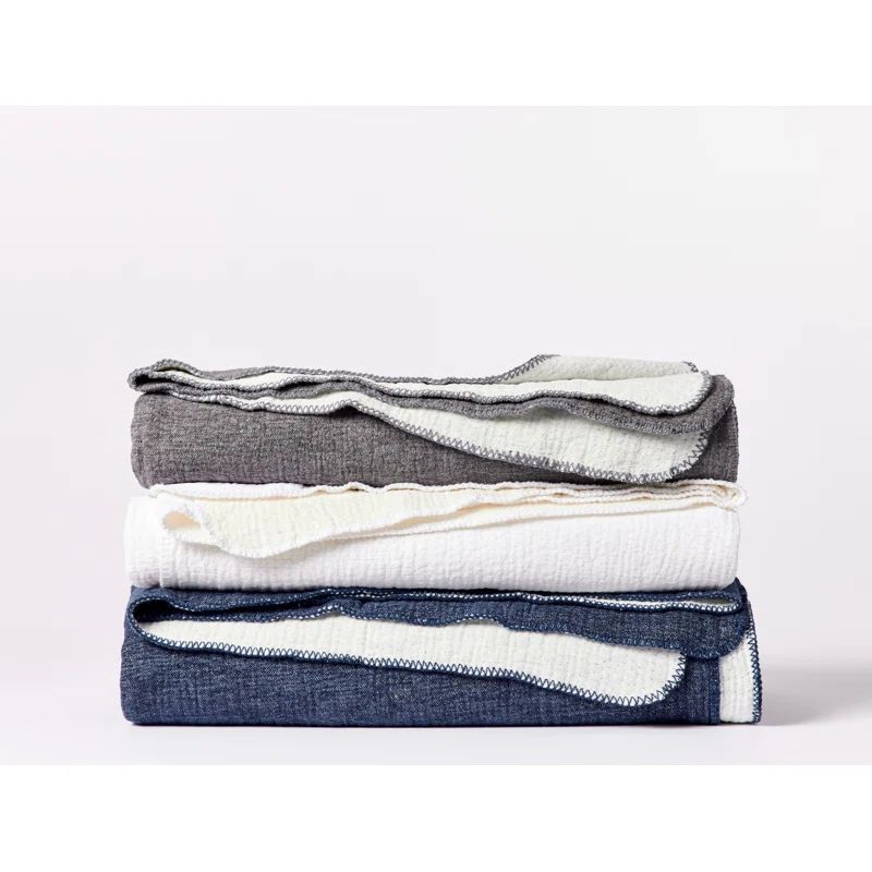 Charcoal Organic Cotton Reversible Baby Blanket