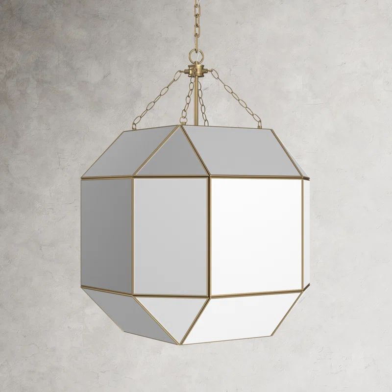 Satin Brass Contemporary Jar Lantern with Glass Accents