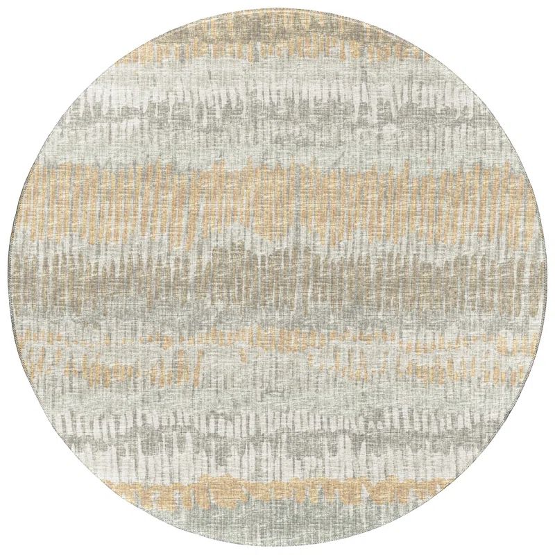 Sage Green Chenille 8' Round Non-Slip Washable Area Rug