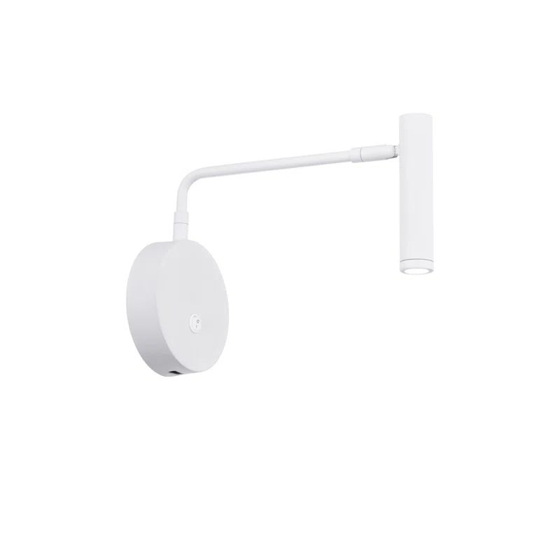Sprig 8" White LED Swing Arm Wall Sconce with Dimmable Spotlight