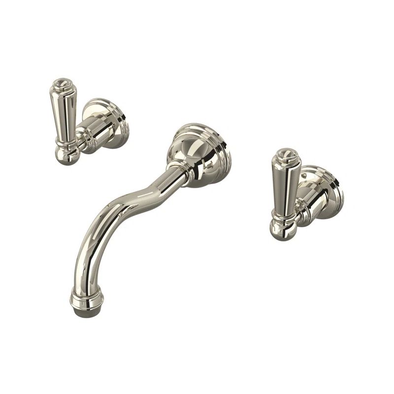 Polished Nickel Wall Mounted Widespread Faucet