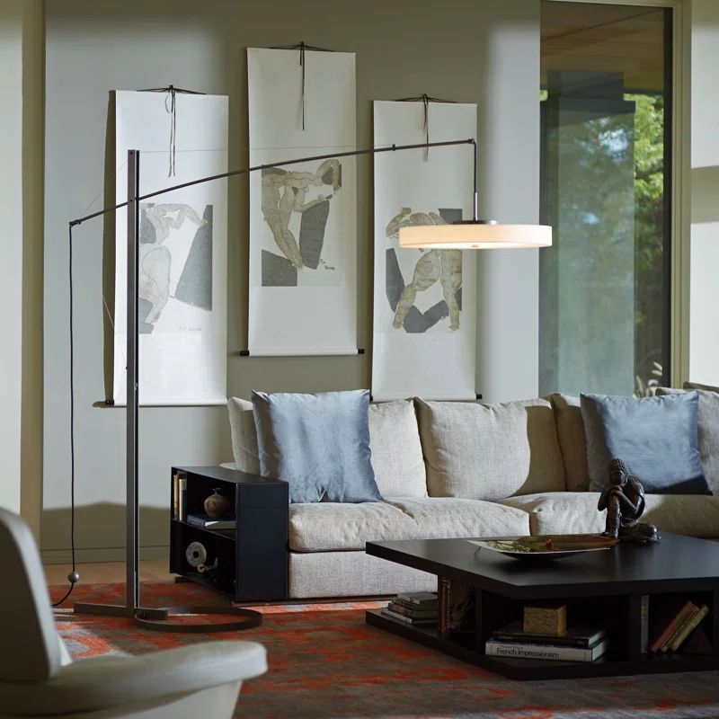 Disq 84'' Dark Smoke Arc LED Floor Lamp with Spun Frost Shade