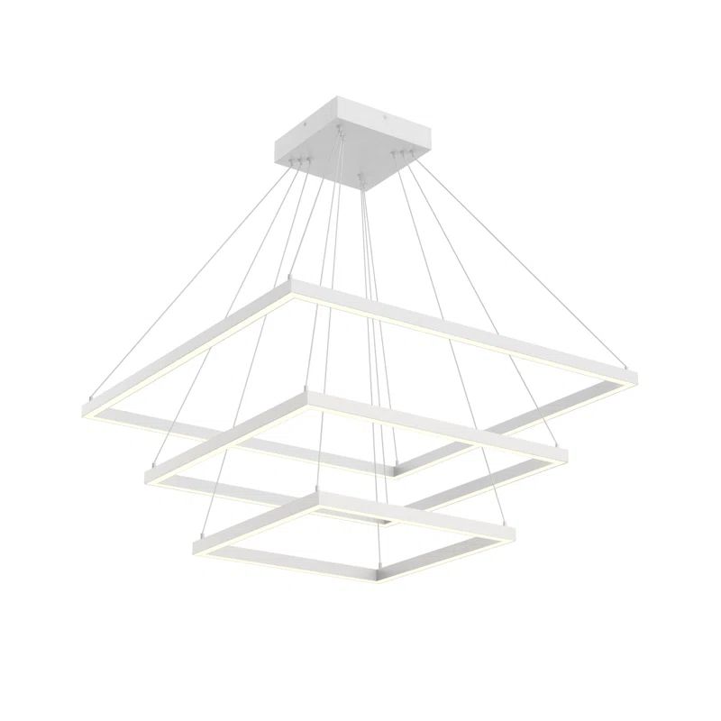 Piazza Rectilinear White LED Chandelier with Dual Illumination