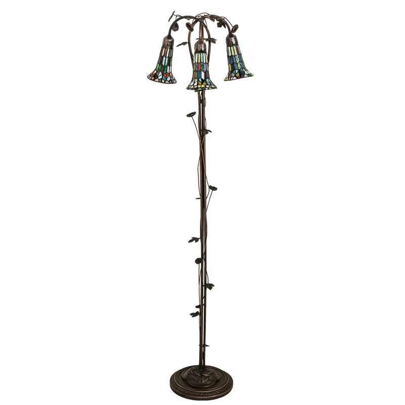 Mahogany Bronze Multicolor Stained Glass Floor Lamp