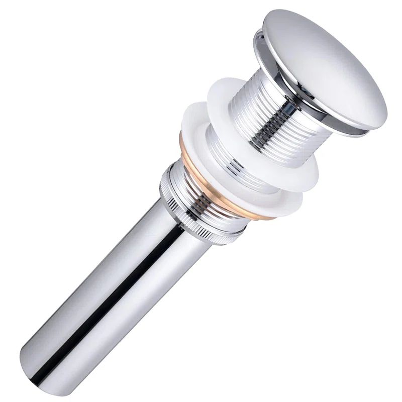 Polished Chrome Bathroom Pop-Up Drain with Overflow