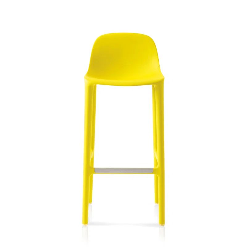 Yellow Reclaimed Wood and Polypropylene Bar Stool
