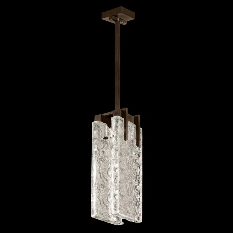 Zenith Mini Bronze LED Pendant with Clear Hand-Cast Crystal