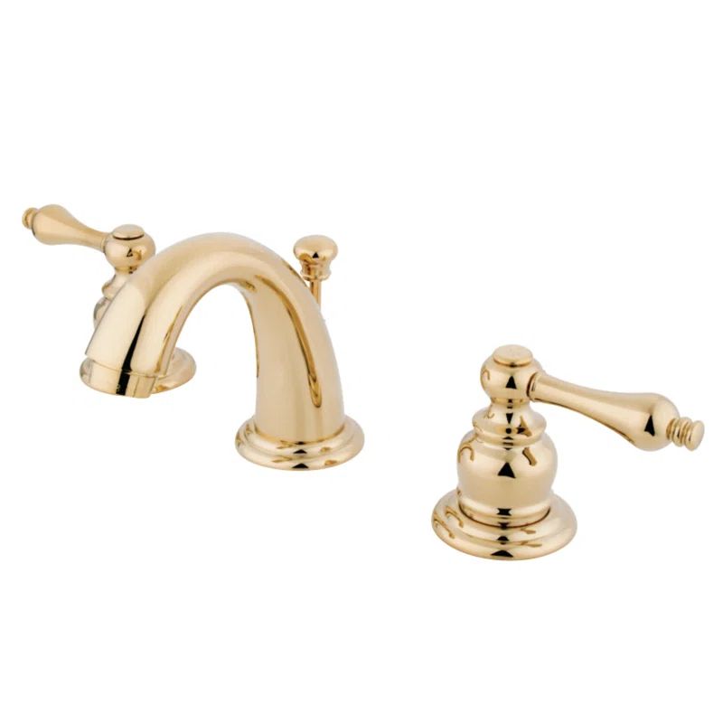 English Country Polished Brass Widespread Bathroom Faucet